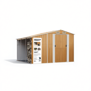 Caseta de Jardín Macofou 10x8 con Estructura de Acero Galvanizado Marrón, Solución de Almacenamiento Premium - Product Image 1