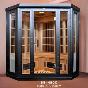 SS-450C legno di cedro rosso di cicuta canadese di alta qualità 3-4 persone angolo di controllo digitale a infrarossi Sauna stanza secca Indoor - Product Image 3