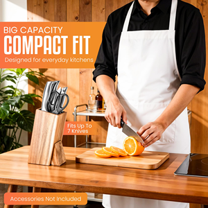 Bloc à couteaux universel en bambou pour cuisine, avec poils amovibles, organiseur de couteaux - Product Image 5