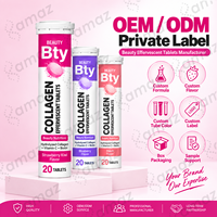 Comprimés effervescents de collagène beauté à marque privée OEM, biotine, fraise, kiwi pour la peau, les cheveux et les ongles, avec vitamines C et E