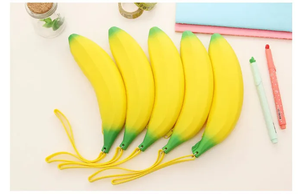 Pochette de papeterie personnalisée Kawaii, mignonne, de dessin animé, originale, petite, en silicone 3D, en forme de banane, pour les enfants d'âge scolaire, les filles - Product Image 3