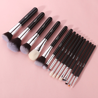 Ensemble de 15 pinceaux de maquillage en poils synthétiques - Pinceau éventail doux et facile à utiliser pour le maquillage du visage et le estompage