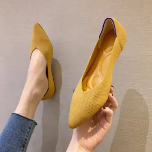 Cheap Fashion Solid Color Flat Bottom Pointed Lady Girl Office Work Designer Women Shoes Flat Shoes Ladies