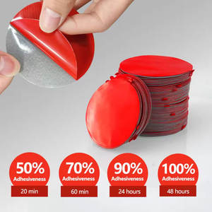 Ruban adhésif double face <span class=keywords><strong>rond</strong></span> en acrylique à forte adhérence, découpé sur mesure en usine, film rouge, résistant - Product Image 3