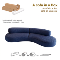 Ensemble de canapés modernes en forme de pouf incurvé, compressés et extensibles, garnis d'éponge, avec fauteuil d'appoint pour usage hôtelier