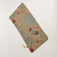 Tapis de thé matelassé à motif floral, imprimé aquarelle, en tissu de soie, tapis de table pour cérémonie du thé, résistant à la chaleur, protection de table verte