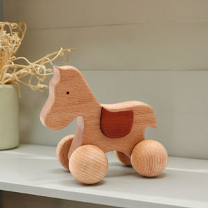 Juego de <span class=keywords><strong>juguetes</strong></span> de madera para perros de empuje a lo largo para niños pequeños que gatean, incluye coche, cachorro, sonajero, juguete de actividad con tapa para bebés - Product Image 1