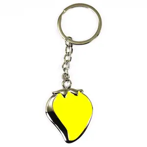 Lovely Yellow Fruit Mango Metal Key Chain Food Metal Key Ring with Custom Logo