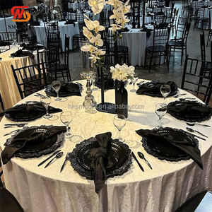 SMOOTH Factory Wholesale Ruffle Edge 13 Inch Round Plastic PP <b>Black</b> Charger <b>Plates</b> for Wedding Events Table Dishes - Product Image 1