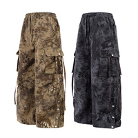 2025 Style américain extérieur fonctionnel Python Camouflage machette salopette décontracté ample large jambe pantalon mi fermeture éclair mouche Cargo pantalon