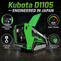Mini Skid Steer Loader Cingolato con Motore Kubota da 25 CV CE EPA e Benna 4 in 1 per Agricoltura, Edilizia e Paesaggistica