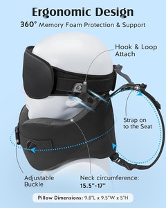 Almohada de Viaje para Soporte Cervical, Reposacabezas con Antifaz y Correa Ajustable para Auto y Avión - Product Image 5