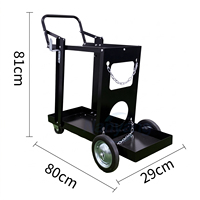 Chariot de soudage en acier à 2 niveaux, chariot universel à roulettes pour soudeuse MIG, chariot pour bouteilles de gaz avec 2 chaînes en zinc, roues de 7 pouces