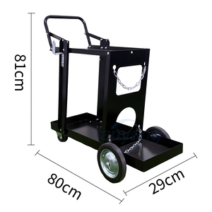 2 Tiers Steel Welding Machine <b>Trolley</b> Cart Universal Rolling MIG Welder Gas Cylinder Cart with 2 Zinc Chains 7 Inch Wheels - Product Image 4