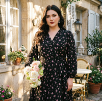 Robe élégante à pois pour femmes élégante robe mi-longue en mousseline de soie à manches longues et col à volants avec ambiance vintage