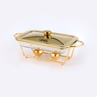 Chauffe-Plat Rectangulaire Professionnel UIWS Doré pour Hôtels et Restaurants – Ensemble Buffet pour Maintien au Chaud et Réchauffement des Aliments