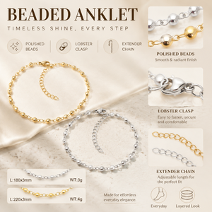 Pulsera de Eslabones con Cuentas Delicadas de Alta Calidad, Chapada en Oro de 18K, de Acero Inoxidable, Ajustable, Apilable para Mujer - Product Image 4