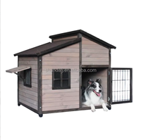 Cage pour chien en métal et bois de qualité supérieure, durable, pour l'extérieur, élégante, moderne, carrée, adorable niche pour animaux