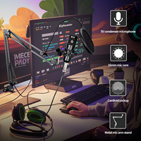 Microphone à condensateur USB XTUGA BM800 avec carte son, directivité cardioïde, connecteur XLR pour enregistrements audio en studio et en direct, réduction du bruit métallique