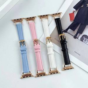 Bracelet de montre en cuir véritable à maillons en métal de luxe pour <span class=keywords><strong>Apple</strong></span> <span class=keywords><strong>Watch</strong></span> <span class=keywords><strong>7</strong></span> 6 5 4 SE 3 Dragonne mince à la mode pour IWatch 38 40 42 44 41 <span class=keywords><strong>45m</strong></span> - Product Image 1