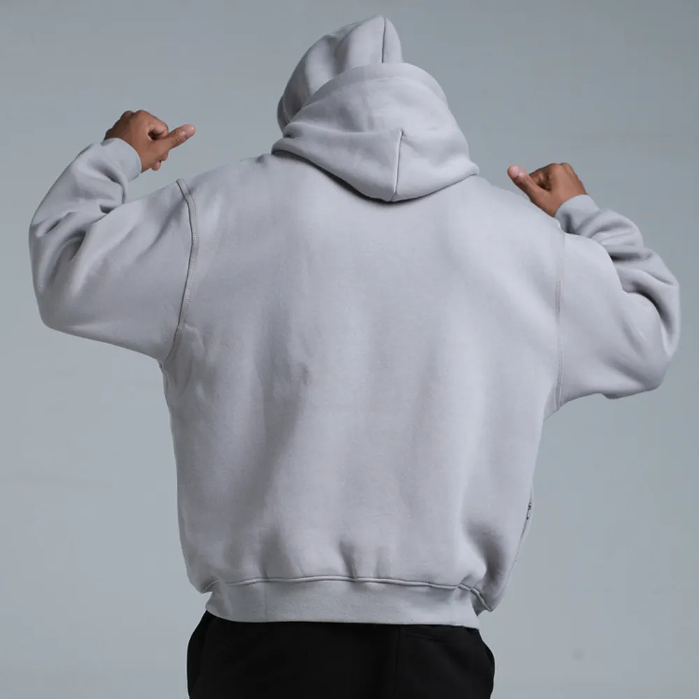 Custom oversized hoodies plain color pullover men's hoodies sweatshirts drop shoulder double layers hoods men's hoodies