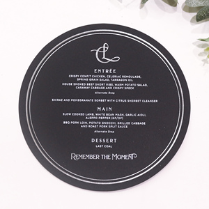 Forma redonda Color negro Tarjetas de mesa imprimibles Tarjetas de menú Boda - Product Image 6