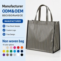 Sac fourre-tout en non-tissé laminé PP personnalisé avec logo, écologique, réutilisable, imperméable, pliable, pour courses, fournisseur en gros