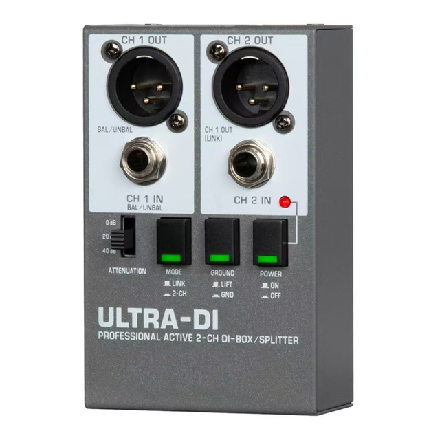 Active 2-Channel Guitar Audio DI Box with Signal Impedance Matching Noise Cancellation Isolator for DJ Mixer Bass Guitar