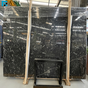 Losas de piedra de mármol fósil negro envejecido pulido natural con granos fósiles de caracoles marinos reales - Product Image 1