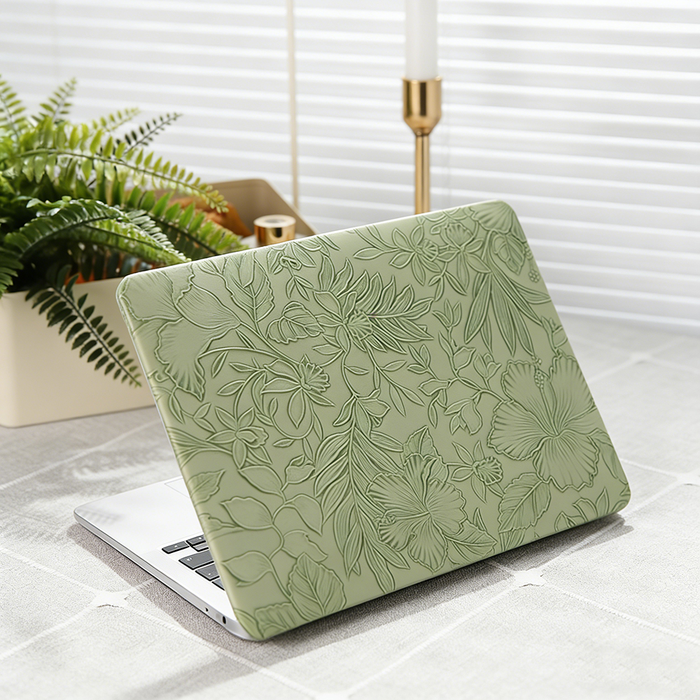 Hoja de Bambú Verde - Floral en relieve