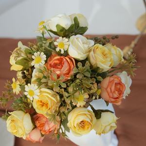 Centrotavola fiori artificiali matrimonio arco palla rosa mazzo di fiori artificiali una singola perla fiore di simulazione - Product Image 6