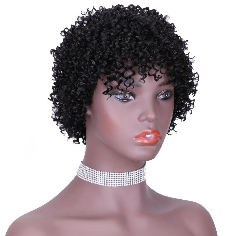 Moda 6inch curto 100% cabelo humano máquina feita curto Pixie corte peruca peruca de cabelo humano para mulheres africanas