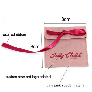 Bolsa de Joyería Personalizada de Terciopelo <span class=keywords><strong>Rosa</strong></span> Pálido con Solapa y Logotipo <span class=keywords><strong>Rosa</strong></span> - Product Image 6
