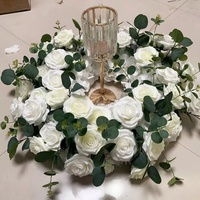 Luxueuze 5D witte groene kunstbloemen krans guirlande kroon roos decoratie bruiloft evenement tafel centerpiece bloemstuk receptie attributen