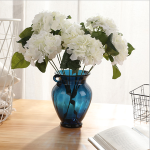 Venta caliente 5 cabezas artificial Hortensia azul Flor de seda para la decoración de interiores - Product Image 1