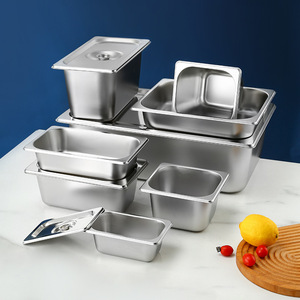 होटल रेस्तरां की आपूर्ति के लिए ढक्कन आयताकार जी पैन के साथ स्टेनलेस स्टील सेवारत ट्रे - Product Image 2