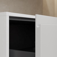 Meuble-lavabo flottant moderne avec miroir intelligent, armoire en MDF, rétroéclairage LED, double vasque personnalisée, étagères ouvertes - Rénovation de salle de bain