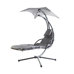 Sedia a dondolo sospesa curva per esterni a forma di uovo con supporto per amaca, cuscino e tettuccio rimovibile - Product Image 5