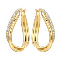 Boucles d'oreilles en argent S925 plaqué or et émail, Nouveauté 2026, Bijoux de luxe vintage minimalistes avec zircone cubique brillante, Cadeau romantique