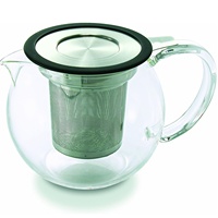 Service à thé personnalisé en verre soufflé à la main, 800 ml (27 oz), résistant à la chaleur, avec infuseur en acier inoxydable