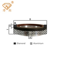 Meule diamantée à trois couches en résine pour le chanfreinage du verre, pour machine à bords de verre de forme irrégulière, traitement du verre