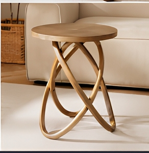 Modern Round Wooden <b>Side</b> <b>Table</b> with Sculptural Curved Loop Legs for Living Room Bedroom <b>Sofa</b> Accent Decor Home Furniture - Product Image 5