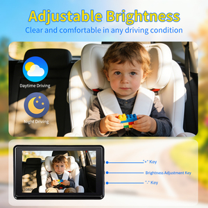กล้องติดรถยนต์สำหรับเด็ก 5 นิ้ว 1080P, กล้องดูเด็กทารก สัตว์เลี้ยง บนเบาะหลัง, จอภาพในรถยนต์, กล้องมองหลัง 3 เท่าในกระจกมองหลัง - Product Image 5