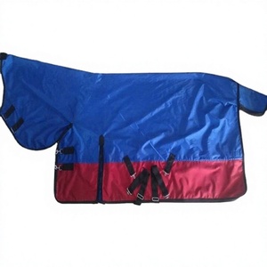 Couverture de cheval en coton bleu, rouge et noir, combo pour concours et extérieur, confortable et respirante, fournitures équines, col détachable, fabricant - Product Image 1