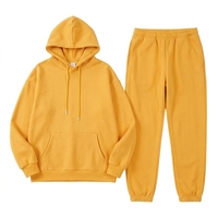 Ensemble de survêtement à capuche vierge, personnalisable par impression et broderie, ensemble de survêtement uni 2 pièces unisexe, coupe ample, décontracté et tendance