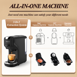 Cafetera Automática 3 en 1 de 200 BAR, Altura de Taza Ajustable, Máquina de Espresso Frío/Caliente, Compatible con Uso en Casa/Oficina/Hotel - Product Image 1