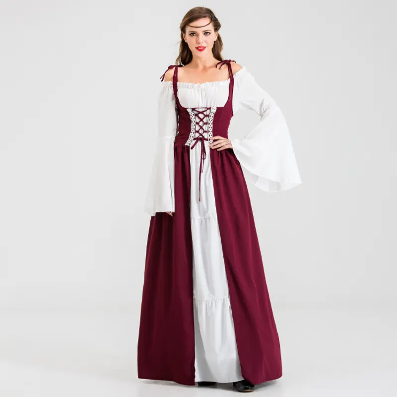 زي الهالوين للسيدات فستان الأميرة مستوحى من عصر النهضة القرون الوسطى فستان حفلات كرنفال بتصميم فيكتوري بأكمام واسعة