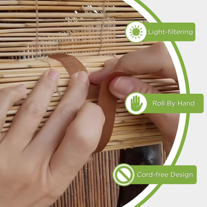 Tende in Canna Naturale, Tende Avvolgibili per Interni ed Esterni, per Bagno e Decorazione del Box Doccia con Ganci - Product Image 2