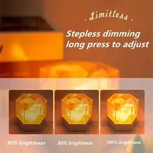 Lampe de table en pierre de sel de l'Himalaya naturelle, lampe à lave, veilleuse LED d'ambiance en cristal, prise USB, décoration de chambre, cadeau, lampe de méditation - Product Image 3