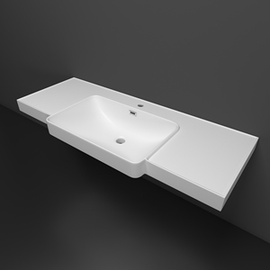 Lavabo Rectangular Moderno y Minimalista de Color Blanco con Lavabo de Piedra Artificial de Borde Ultrafino Ecológico para Baños de Hotel - Product Image 1